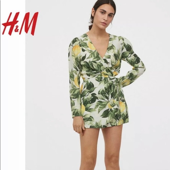 H&M green lemon long sleeved romper - Picture 1 of 4